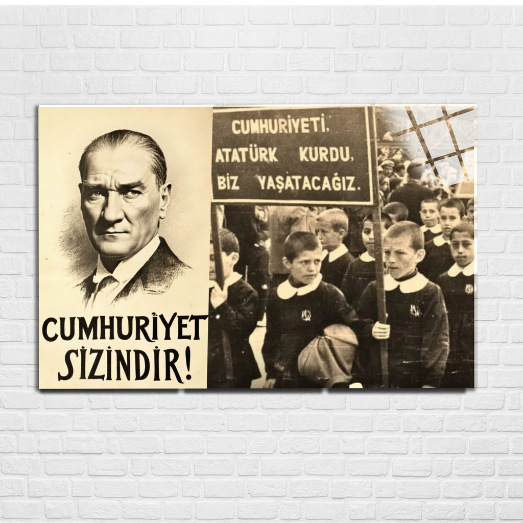 Atatürk Temalı Temperli Cam Duvar Tablosu – Premium UV Baskı, Modern & Şık Dekor