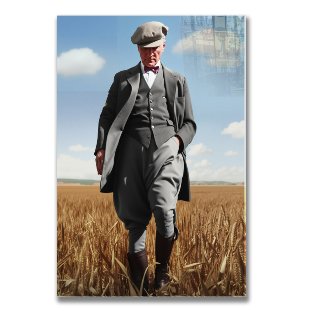 Atatürk Temalı Temperli Cam Duvar Tablosu – Premium UV Baskı, Modern & Şık Dekor