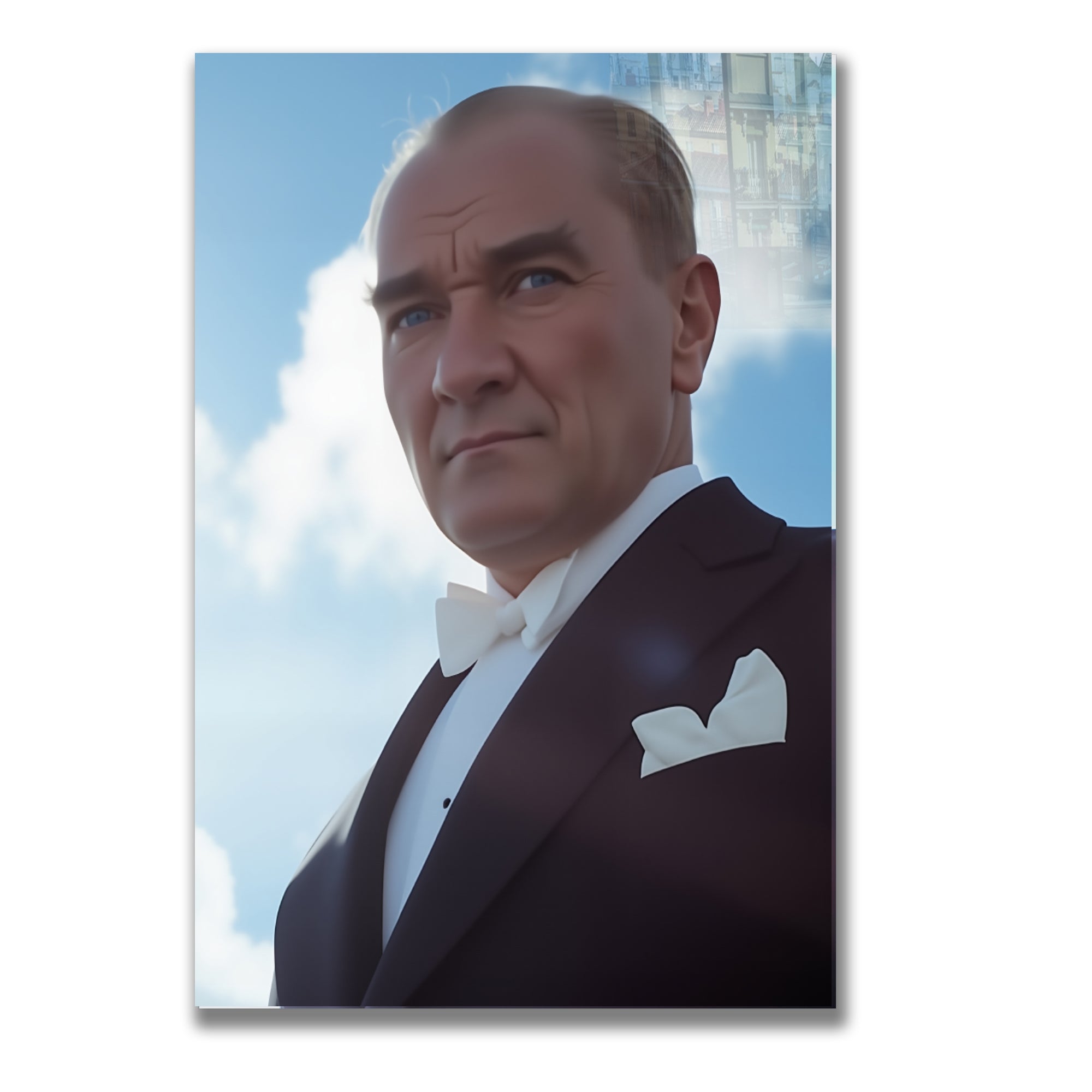 Atatürk Temalı Temperli Cam Duvar Tablosu – Premium UV Baskı, Modern & Şık Dekor