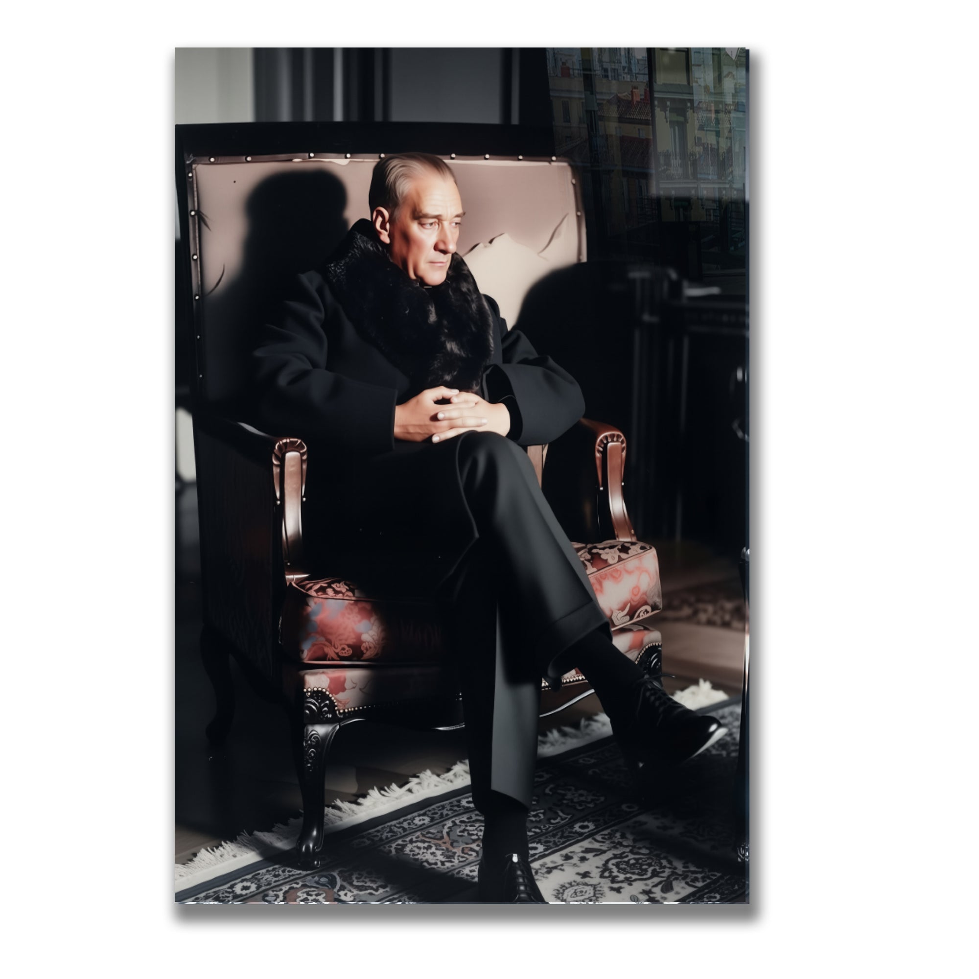 Atatürk Temalı Temperli Cam Duvar Tablosu – Premium UV Baskı, Modern & Şık Dekor