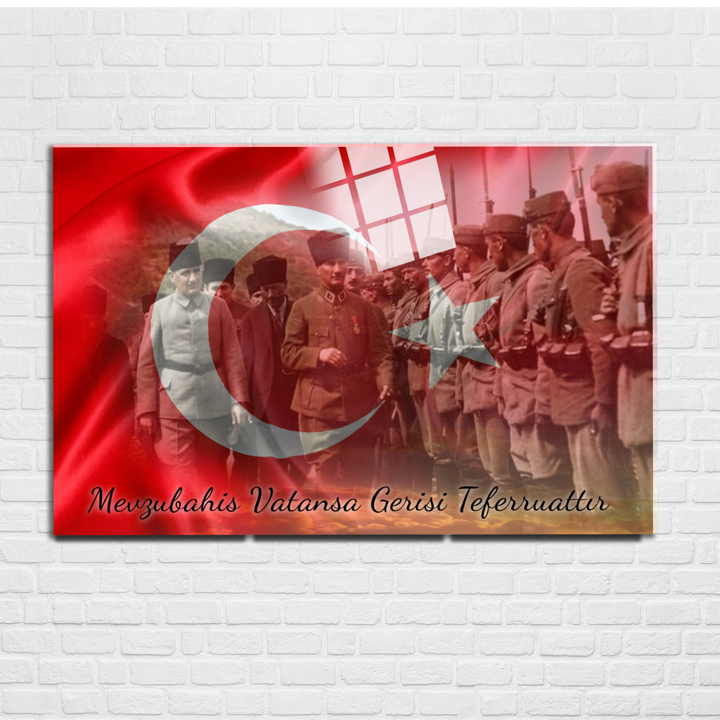 Atatürk Temalı Temperli Cam Duvar Tablosu – Premium UV Baskı, Modern & Şık Dekor