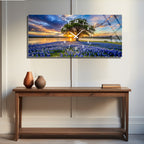 Manzara Temalı Temperli Cam Duvar Saati – Altın Detaylı Modern Tasarım, Büyük Boy Duvar Dekoru (Kopya)