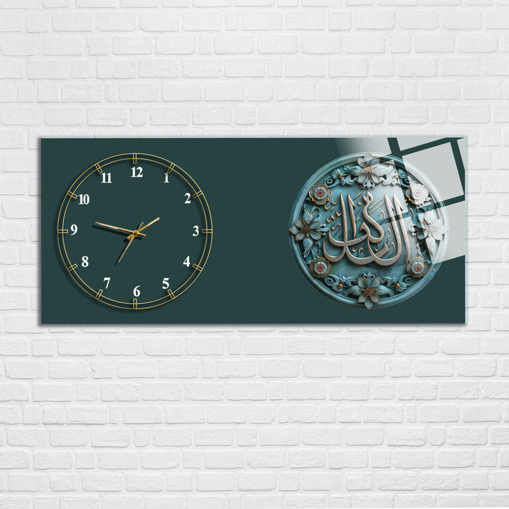 Temperli Cam Duvar Saati – El Vekîl Yazılı İslami Hat Tasarımı
