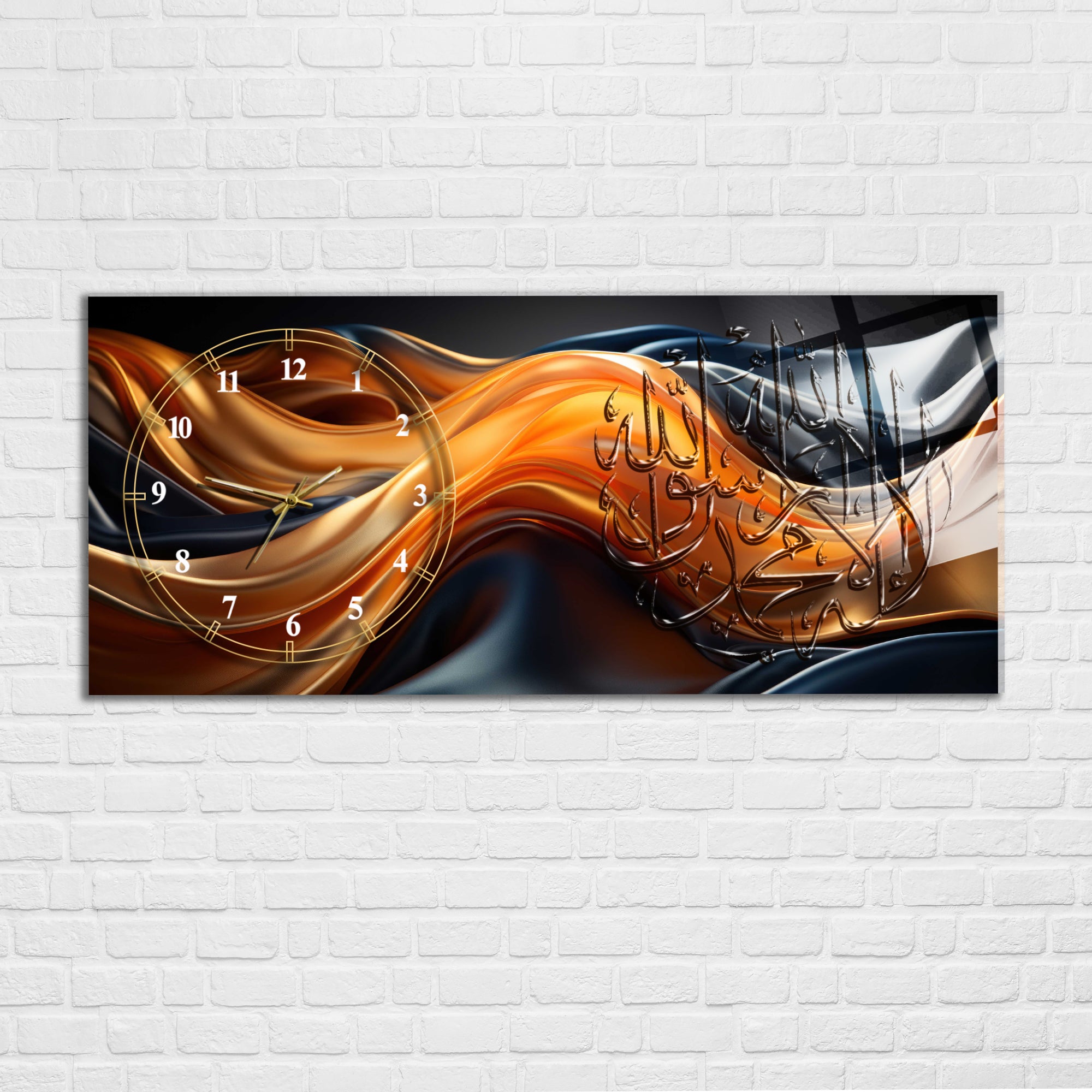 Temperli Cam Duvar Saati – La İlahe İllallah Muhammedün Resulullah Yazılı