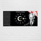 Temperli Cam Saat –Atatürk Portresi  Tasarım, Premium UV Baskı Duvar Saatİ