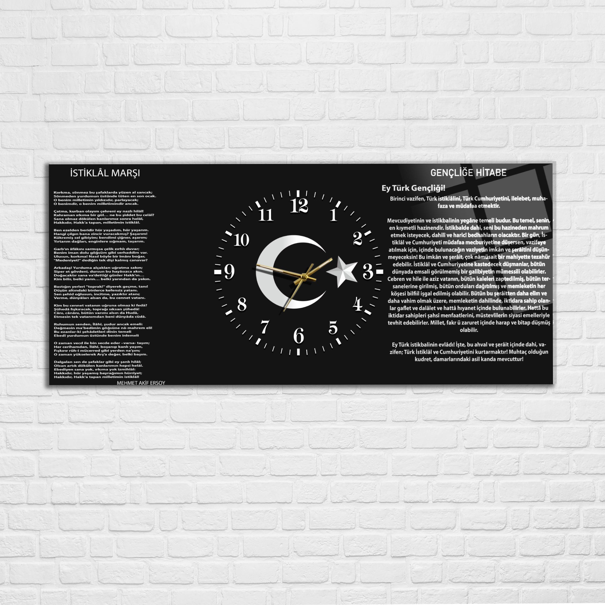 Temperli Cam Saat –Atatürk Portresi  Tasarım, Premium UV Baskı Duvar Saatİ