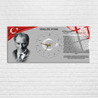 Temperli Cam Saat –Atatürk Portresi  Tasarım, Premium UV Baskı Duvar Saatİ
