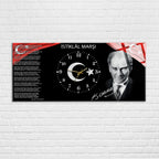 Temperli Cam Saat –Atatürk Portresi  Tasarım, Premium UV Baskı Duvar Saati
