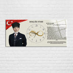 Temperli Cam Saat –Atatürk Portresi  Tasarım, Premium UV Baskı Duvar Saati