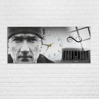 Temperli Cam Saat –Atatürk Portresi  Tasarım, Premium UV Baskı Duvar Saatİ