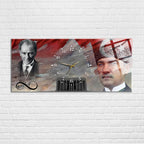 Temperli Cam Saat –Atatürk Portresi  Tasarım, Premium UV Baskı Duvar Saatİ