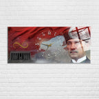 Temperli Cam Saat –Atatürk Portresi  Tasarım, Premium UV Baskı Duvar Saati