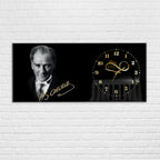 Temperli Cam Saat –Atatürk Portresi  Tasarım, Premium UV Baskı Duvar Saati