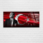 Temperli Cam Saat –Atatürk Portresi  Tasarım, Premium UV Baskı Duvar Saatİ