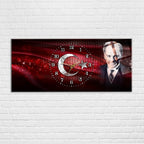 Temperli Cam Saat –Atatürk Portresi  Tasarım, Premium UV Baskı Duvar Saatİ