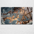 3 Parçalı Temperli Cam Duvar Tablosu Mermer Temalı