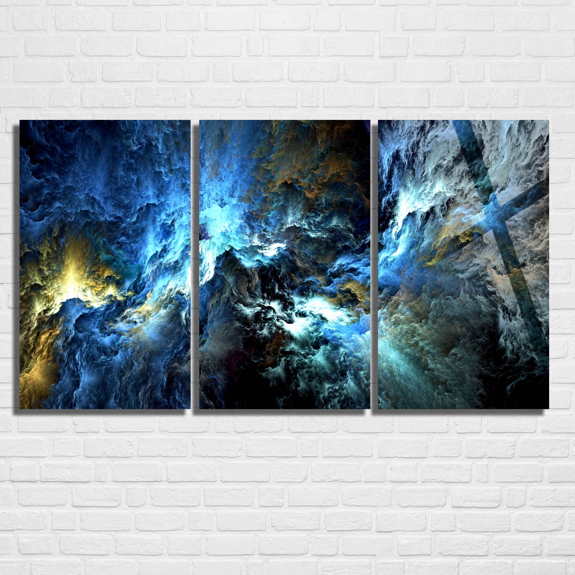 3 Parçalı Temperli Cam Duvar Tablosu Soyut