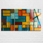 3 Parçalı Temperli Cam Duvar Tablosu Renkli Karolar