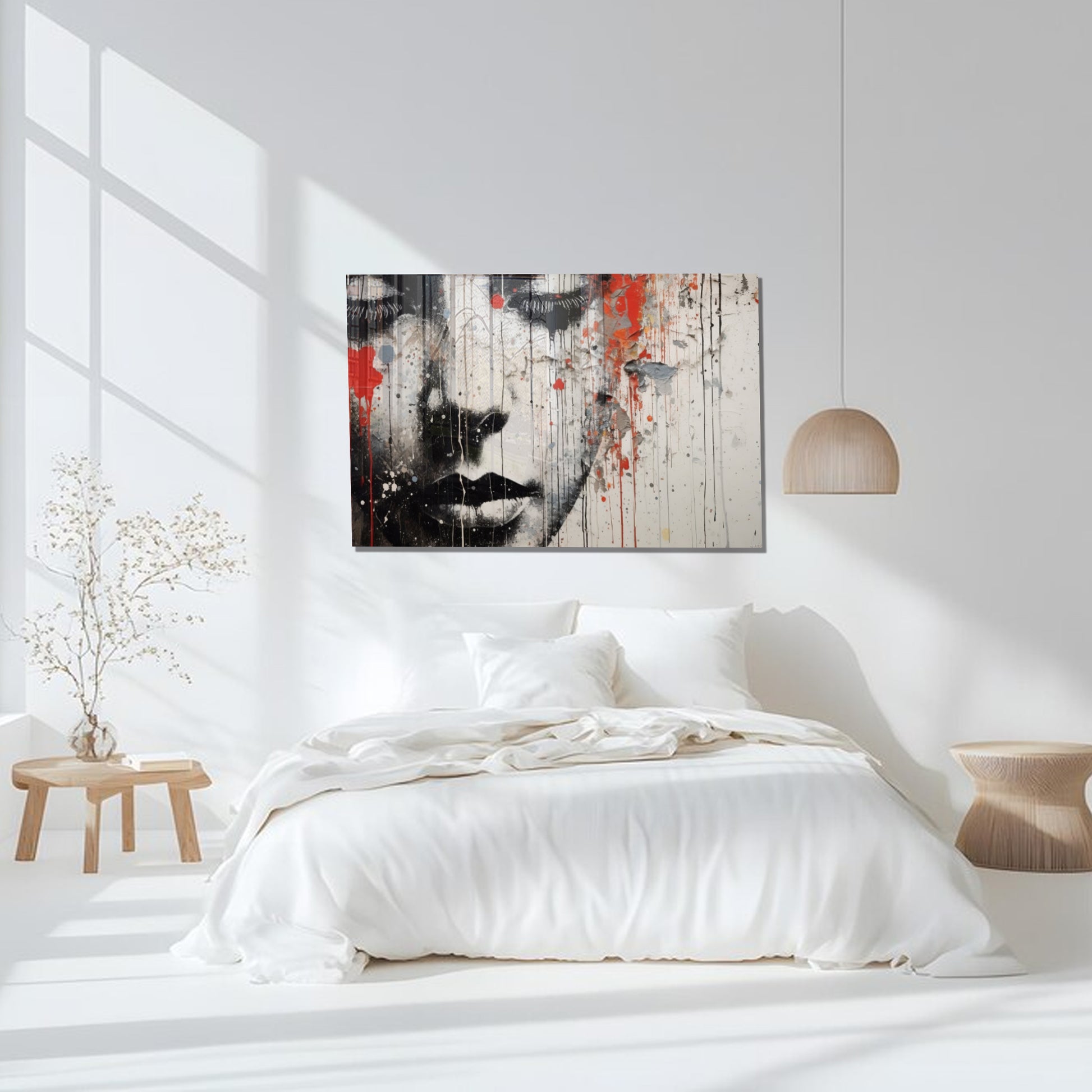 Urban Girl Face Banksy Style Glass Wall Art, Stained Glass Wall Art, Landscape Glass Panel