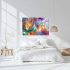 Renkli ipeksi Soyut Temperlenmiş Cam Tablo, Modern 3D Duvar Dekoru, Şık ve Lüks Cam Sanat Eseri