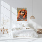 Turuncu Orangutan Temalı Temperli Cam Tablo – Modern Sanat & Mizahi Dekor