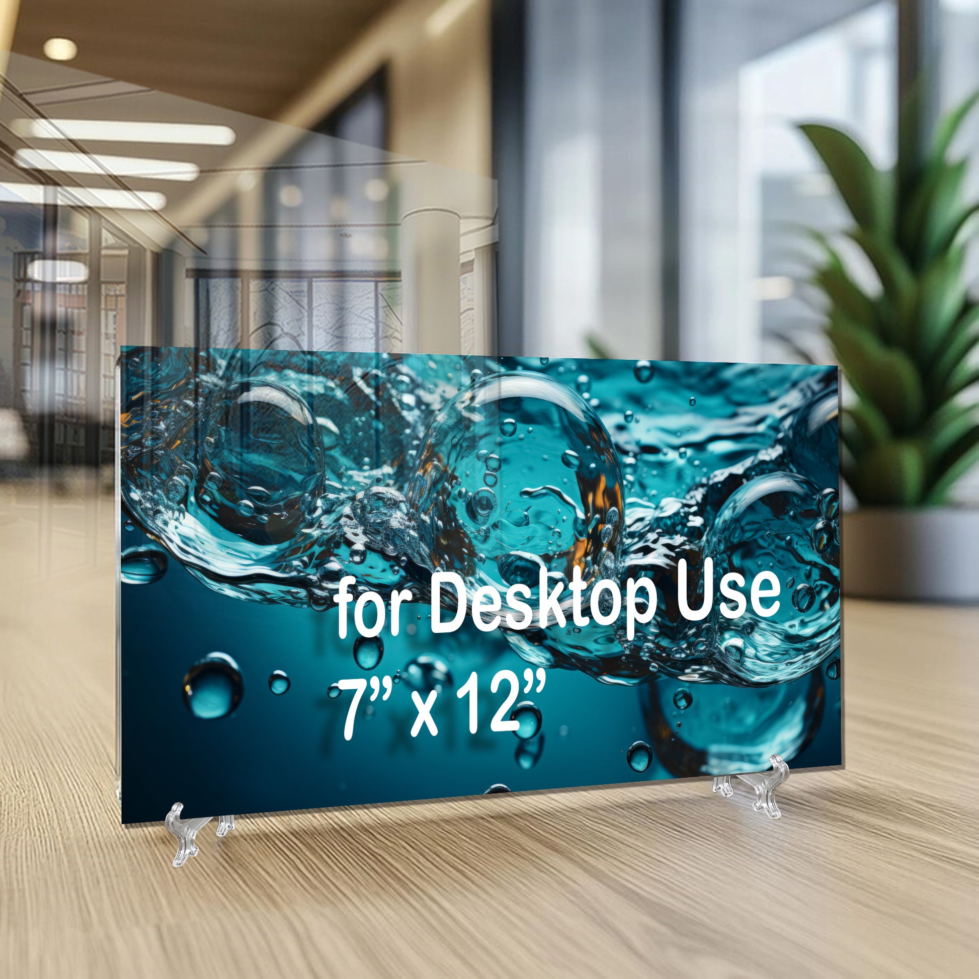 Water Bubbles Abstract Glass Wall Art – Modern Blue Fluid Design on Tempered Glass