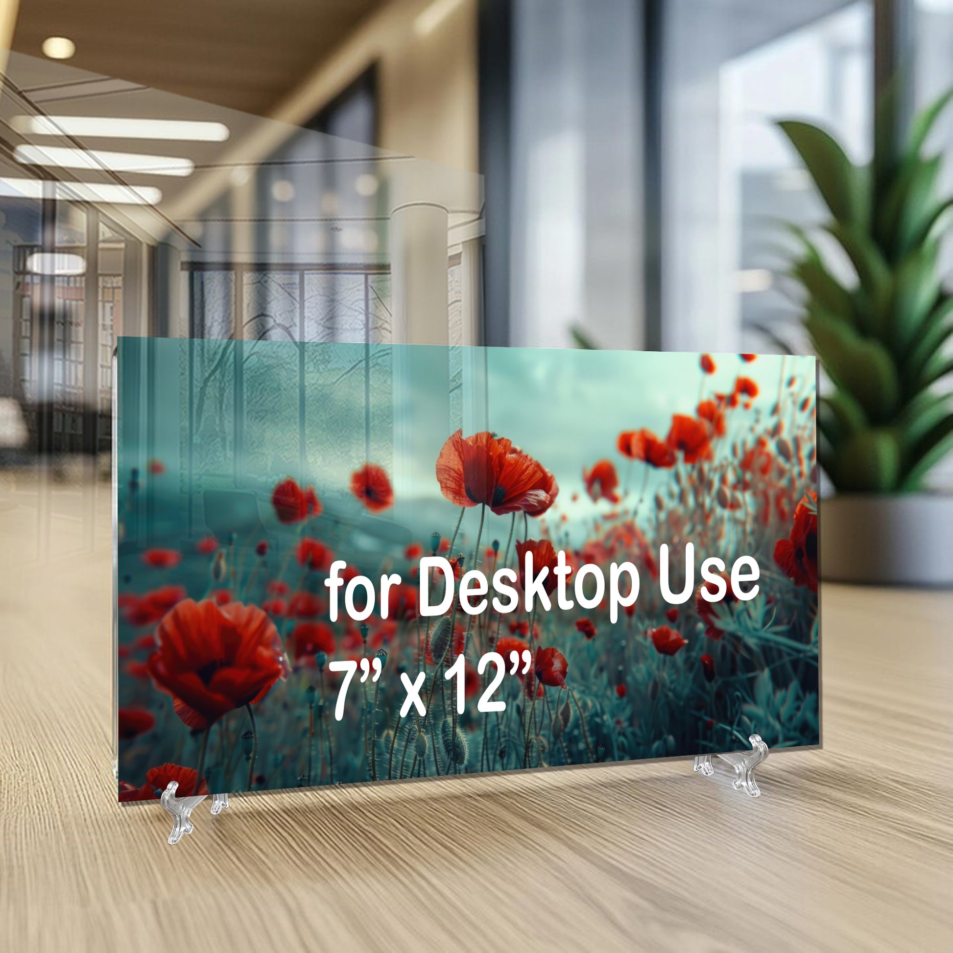 Poppy Flower Field Glass Wall Art – Botanical Nature Scene on Tempered Glass