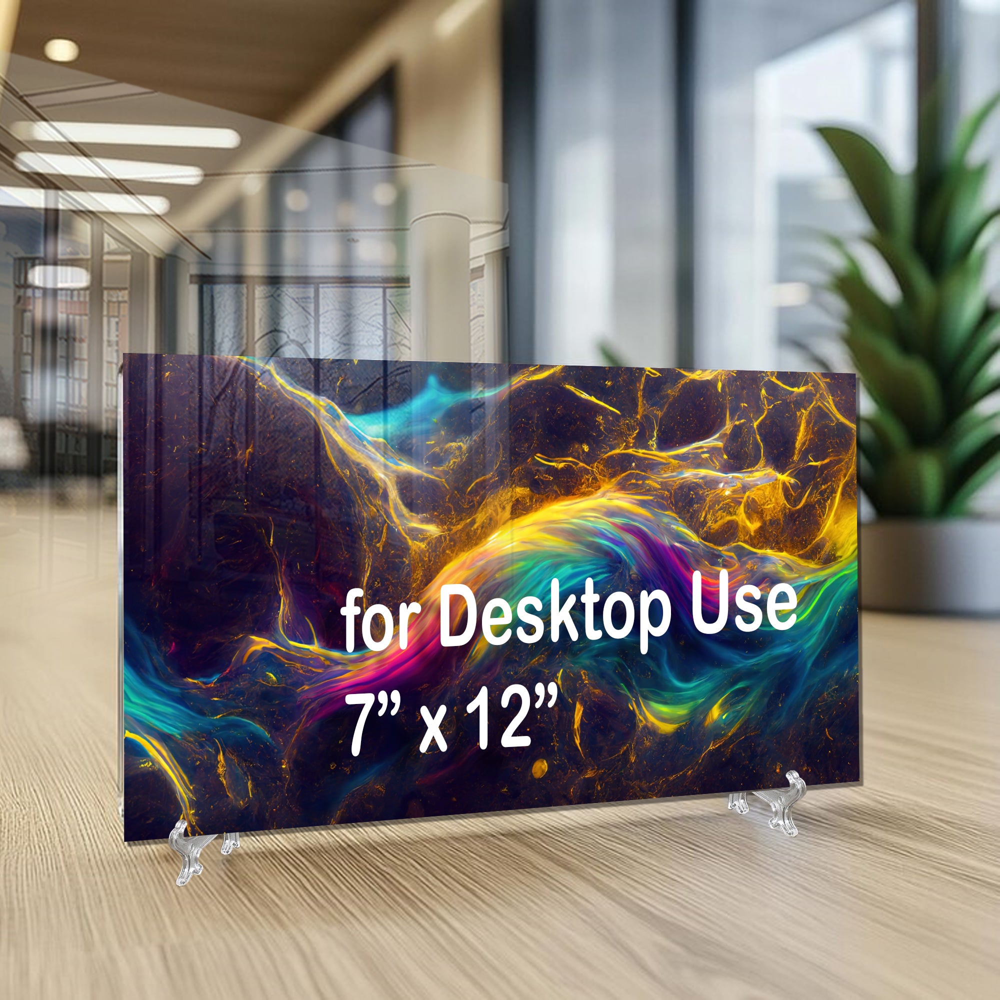 Renkli Metalik Soyut Temperlenmiş Cam Tablo, Modern 3D Duvar Dekoru, Şık ve Lüks Cam Sanat Eseri