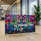 Ağaç Temalı Vitray Görünümlü Temperli Cam Tablo – Renkli Doğa Duvar Dekoru