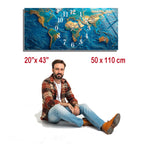 Dünya Haritası Temalı Temperli Cam Duvar Saati – Altın Detaylı Modern Tasarım, Büyük Boy Duvar Dekoru (Kopya)