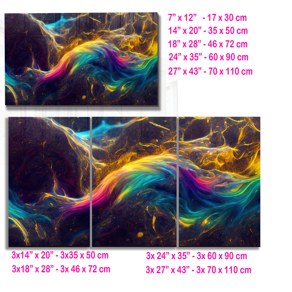 Renkli Metalik Soyut Temperlenmiş Cam Tablo, Modern 3D Duvar Dekoru, Şık ve Lüks Cam Sanat Eseri