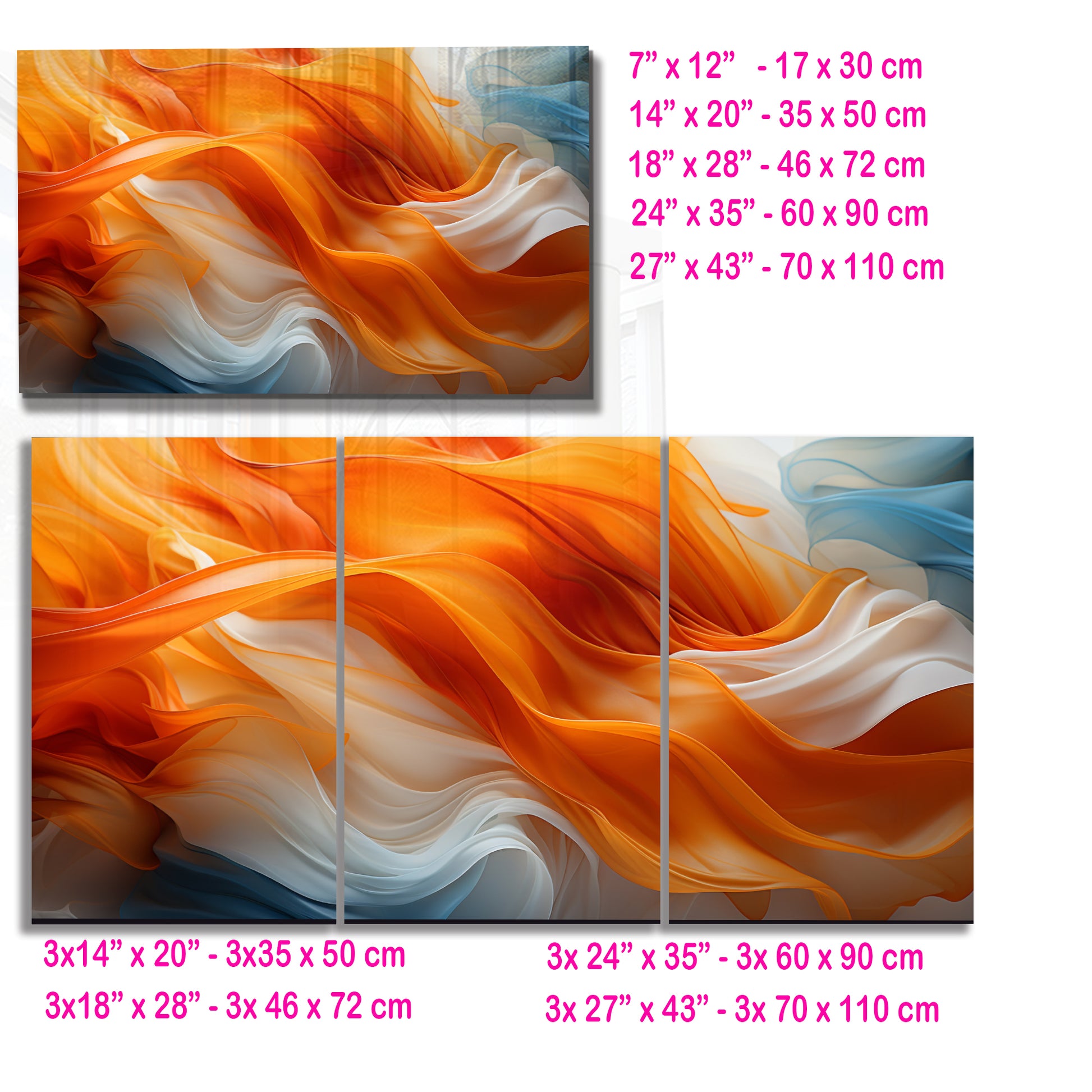 Orange Flow Abstract Glass Wall Art – Dynamic Flame-Inspired Design on Tempered Glass