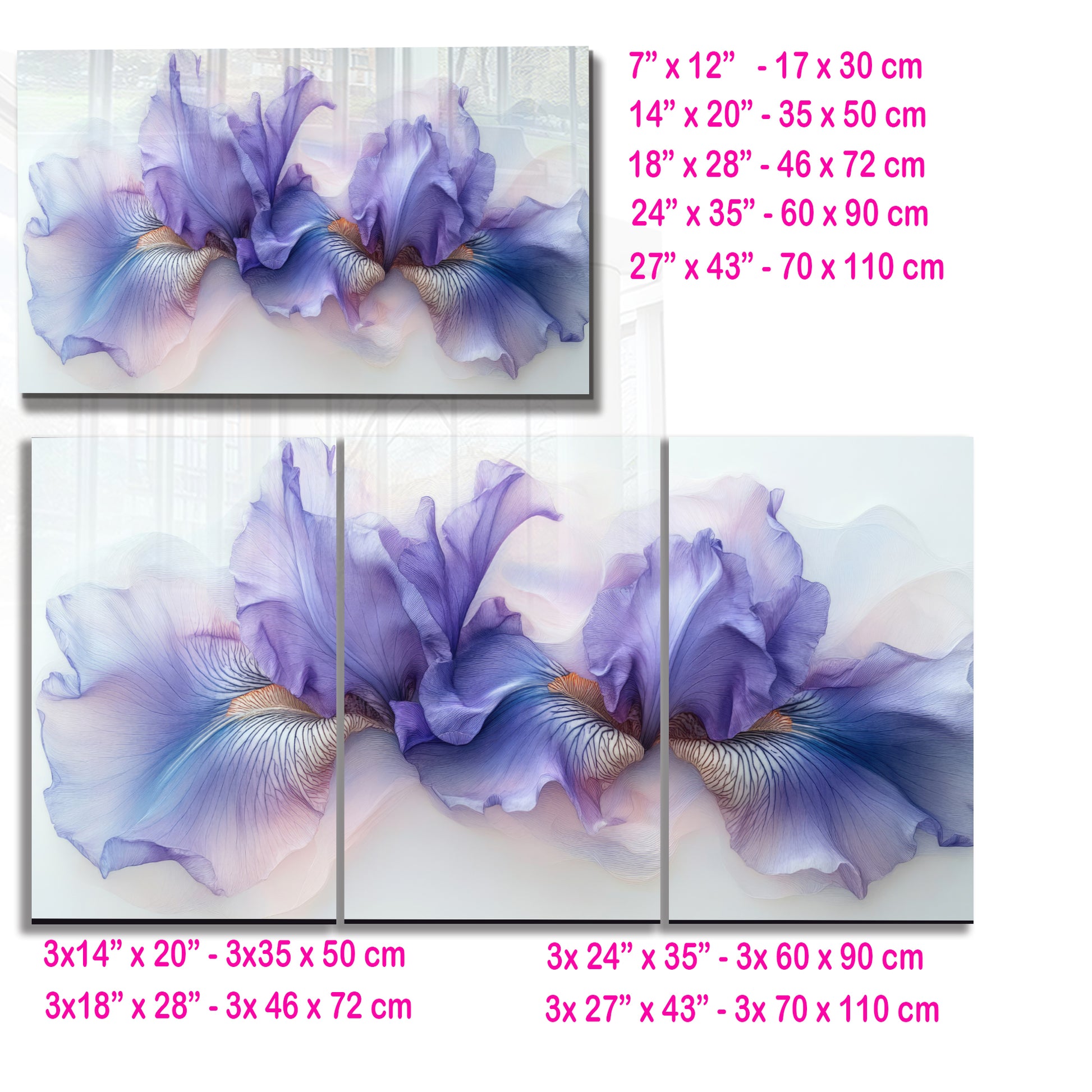 Purple Iris Flower Glass Wall Art – Minimalist Floral Print on Tempered Glass