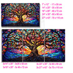 Ağaç Temalı Vitray Görünümlü Temperli Cam Tablo – Renkli Doğa Duvar Dekoru