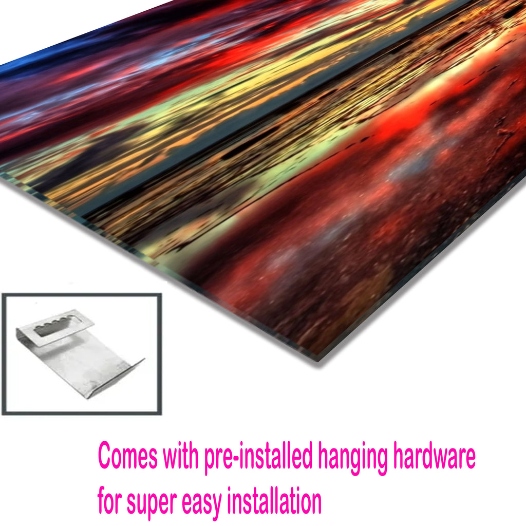 Dramatic Sunset Glass Wall Art – Tempered Glass Landscape Print, Large Framed or Frameless Wall Decor, Stained Glass Wall Art, Landscape Glass Panel
