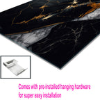 Tempered Glass Wall Art, Black and Gold Marble Design, Luxury Abstract Modern Decor Panel