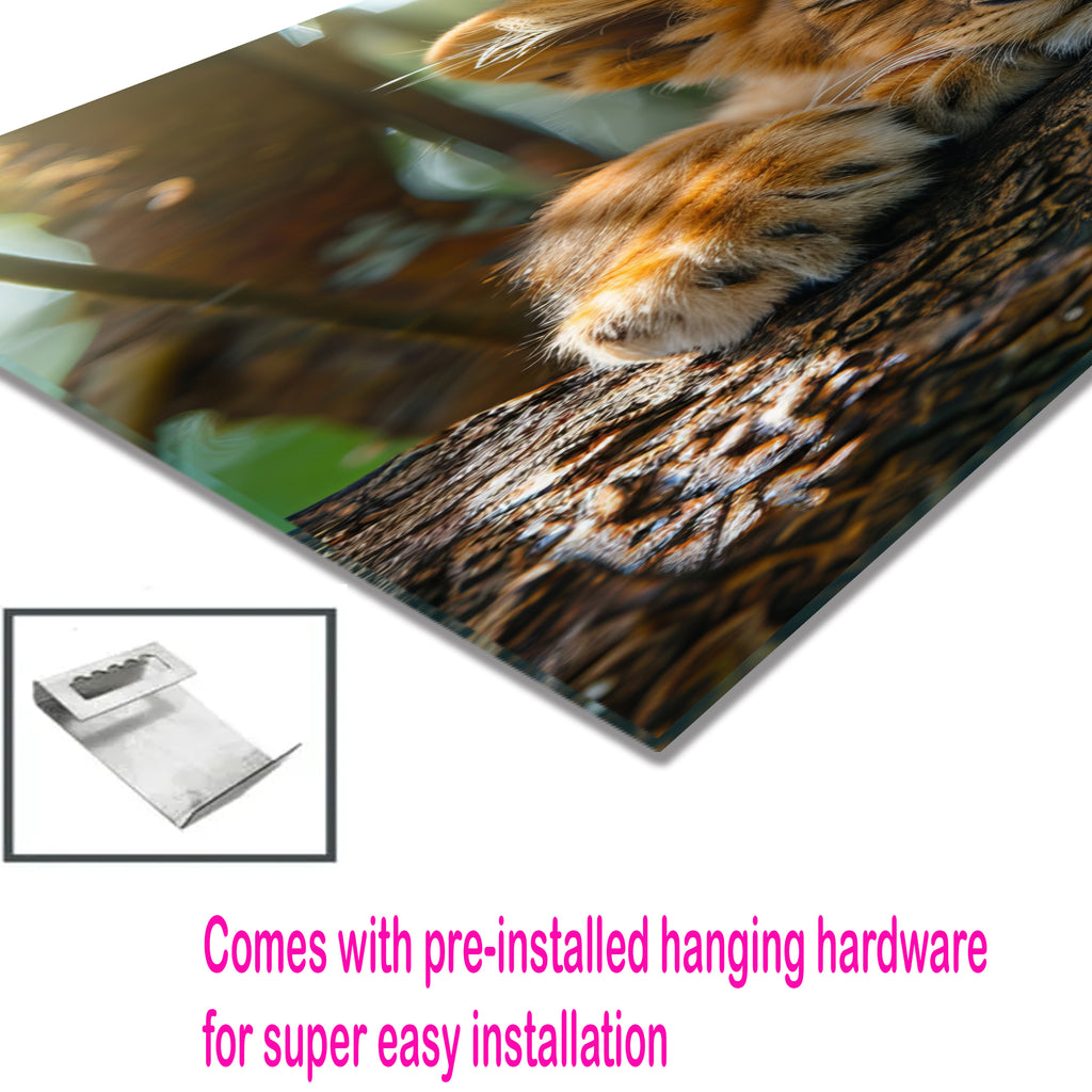 Sleeping Lion Cubs Tempered Glass Wall Art – Cute Jungle Animal Print – Safari Baby Lions Art