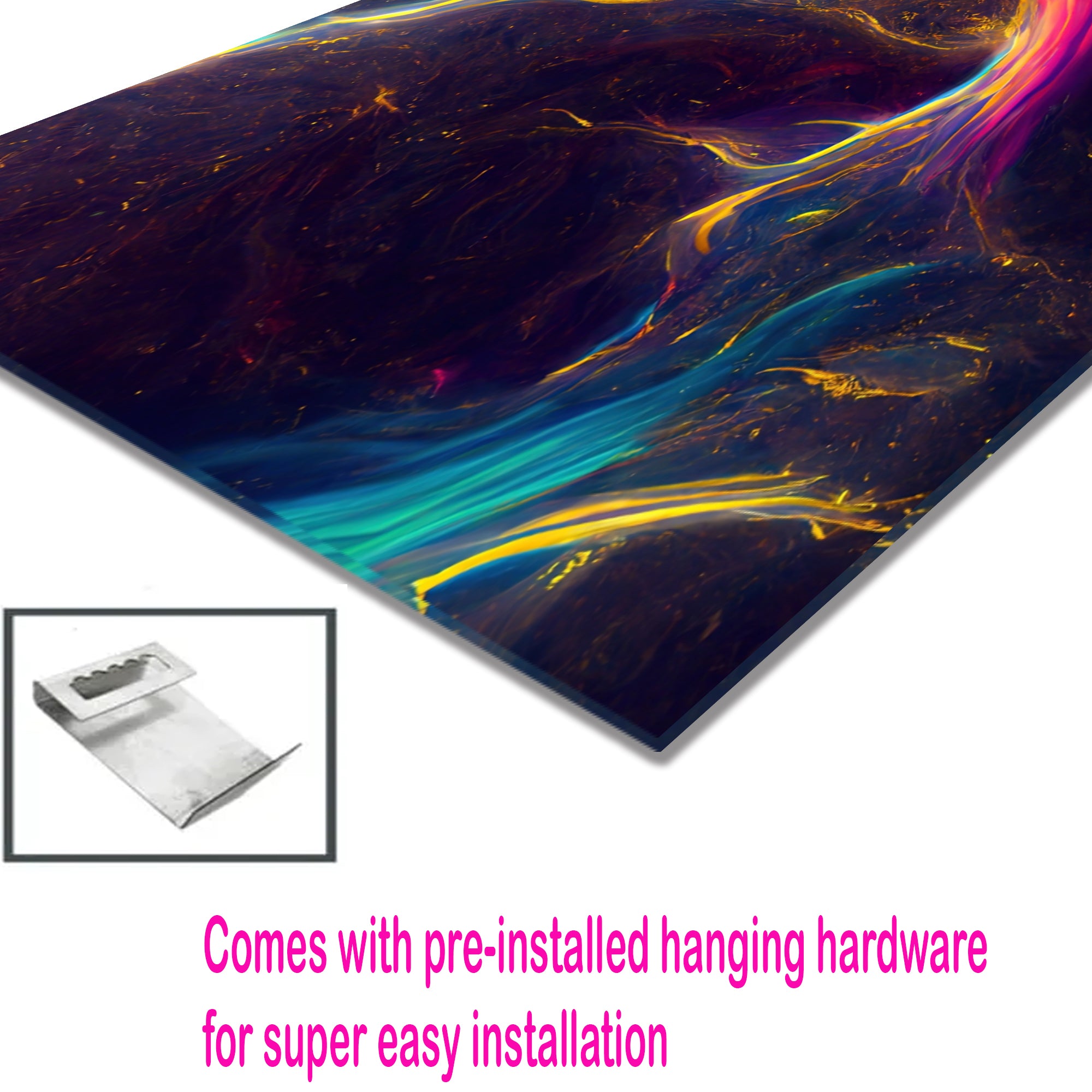 Renkli Metalik Soyut Temperlenmiş Cam Tablo, Modern 3D Duvar Dekoru, Şık ve Lüks Cam Sanat Eseri