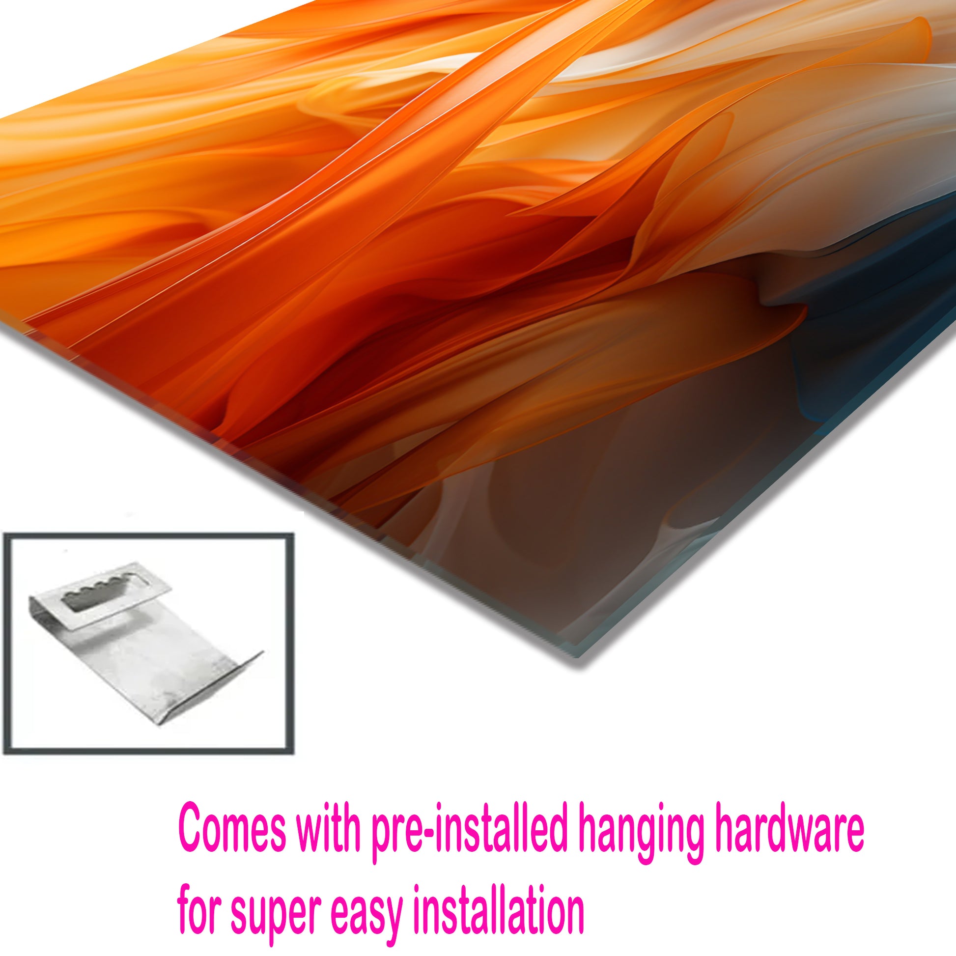 Orange Flow Abstract Glass Wall Art – Dynamic Flame-Inspired Design on Tempered Glass