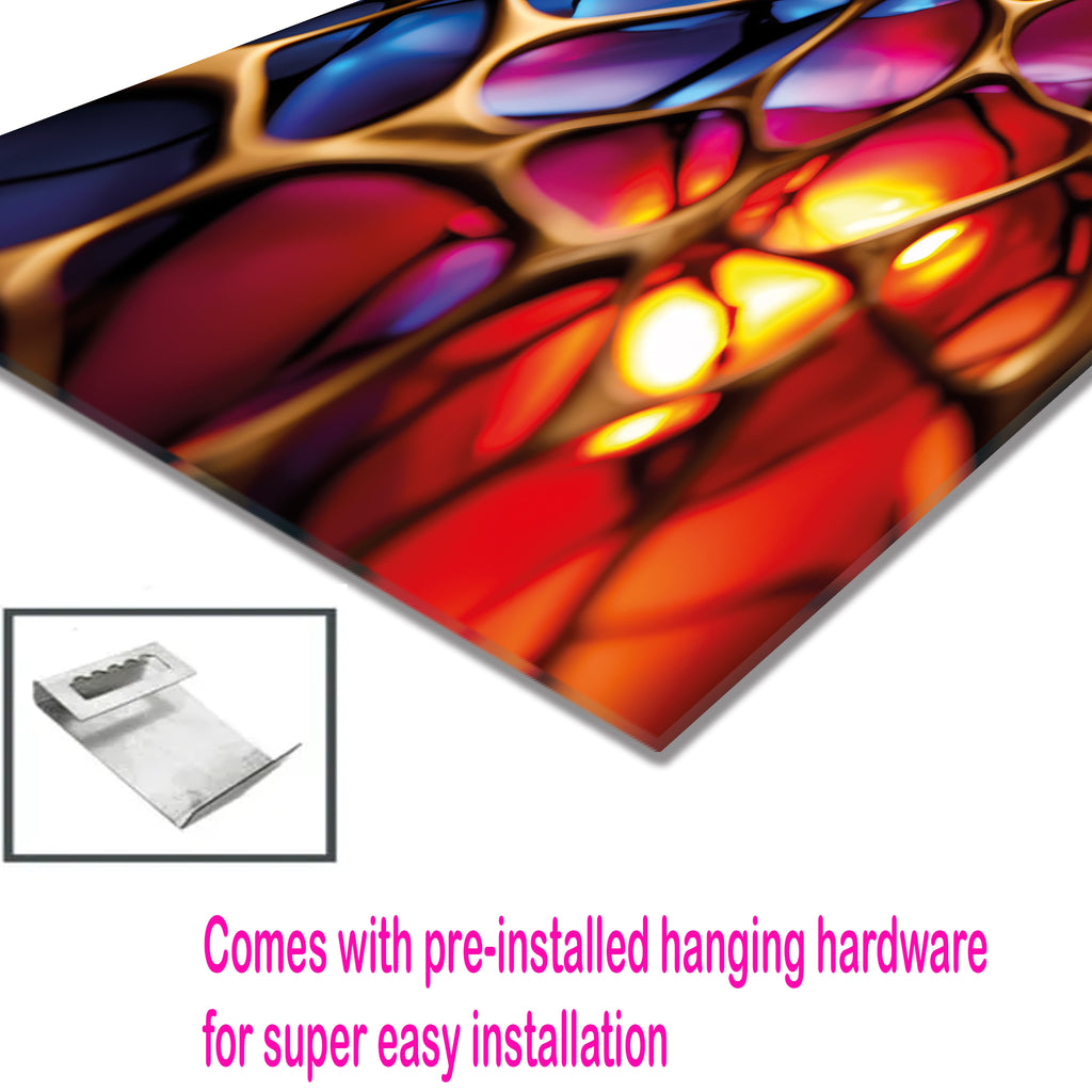 Abstract Stained Glass Wall Art – Colorful Geometric Tempered Glass Panel