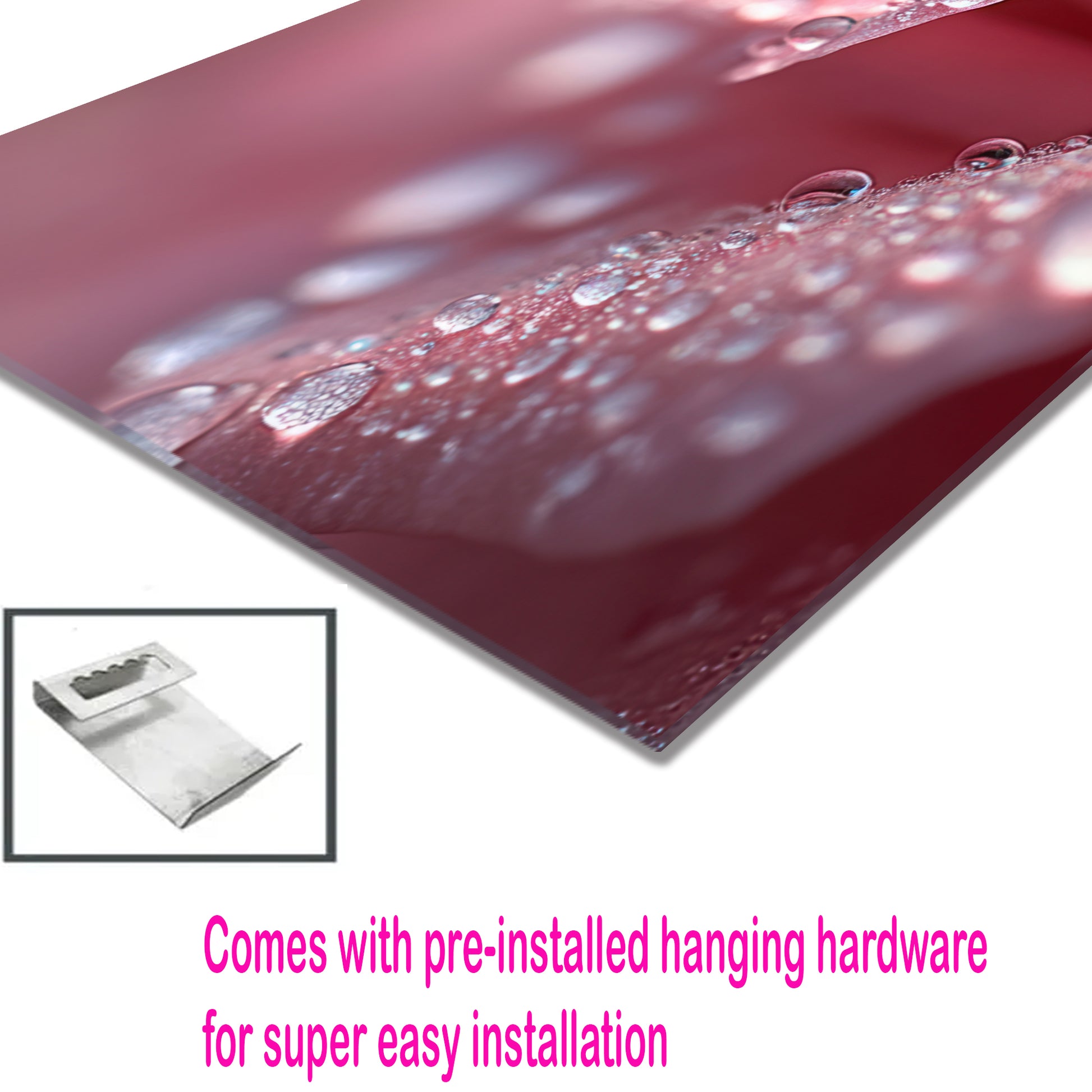 Pink Rose Macro Wall Art – Dew Drop Floral Tempered Glass Panel