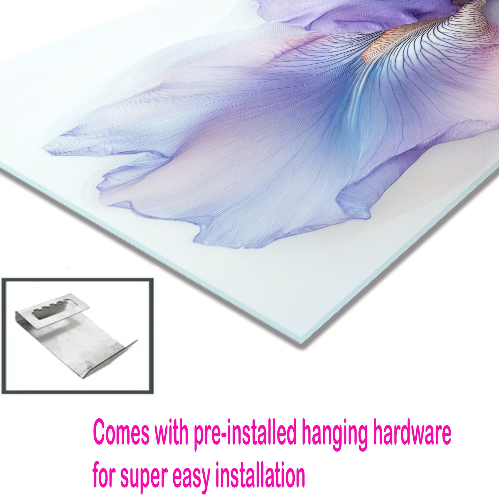 Purple Iris Flower Glass Wall Art – Minimalist Floral Print on Tempered Glass