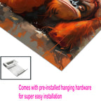 Turuncu Orangutan Temalı Temperli Cam Tablo – Modern Sanat & Mizahi Dekor