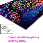 Ağaç Temalı Vitray Görünümlü Temperli Cam Tablo – Renkli Doğa Duvar Dekoru