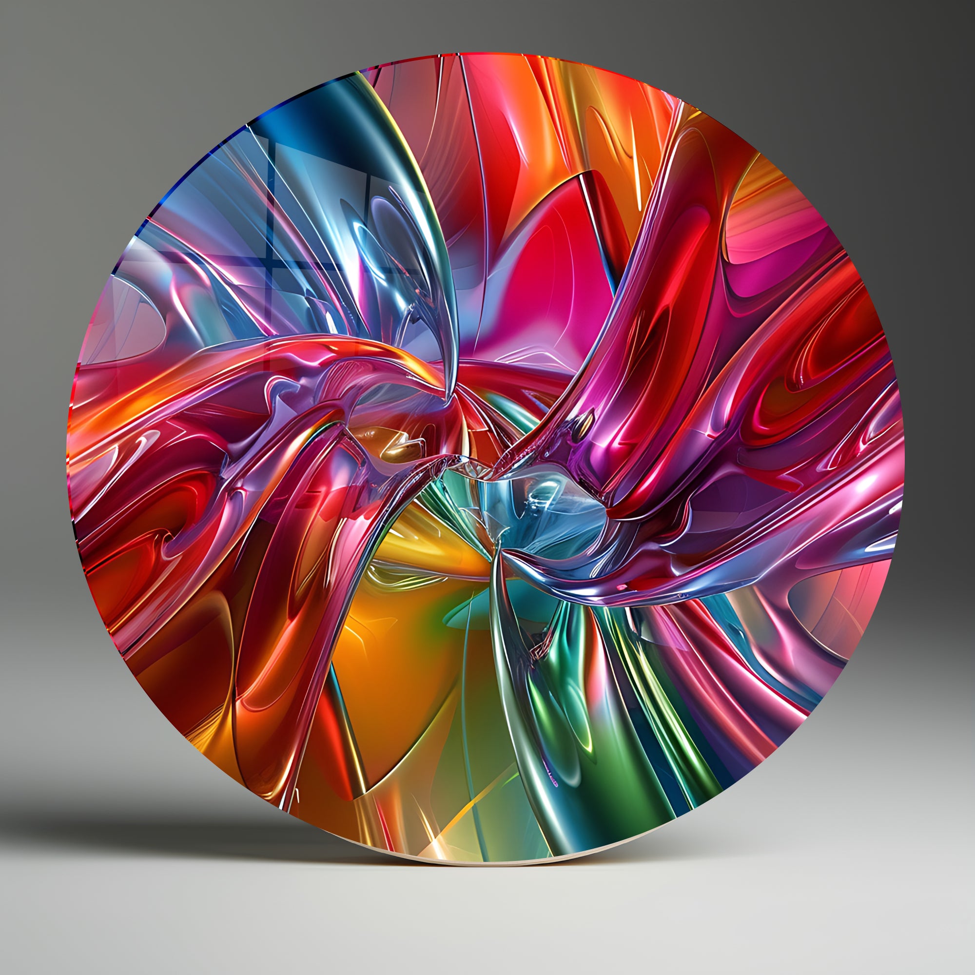 Temperli Cam Duvar Tablo Soyut  70x70 cm