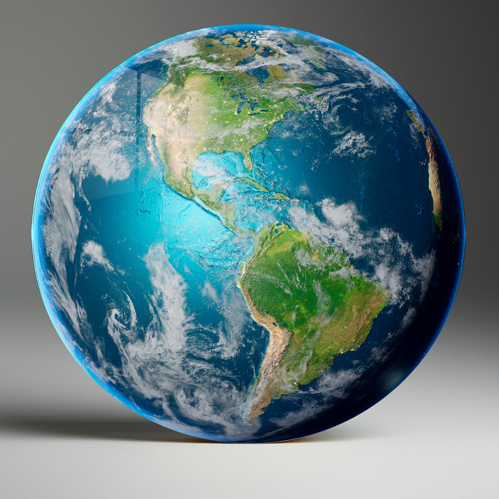 Temperli Cam Duvar Tablo  Dünya 70x70 cm