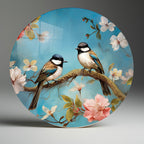 Temperli Cam Duvar Tablo Renkli Kuşlar 70x70 cm