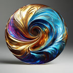 Temperli Cam Duvar Tablo Renkli Helezon  70x70 cm Soyut