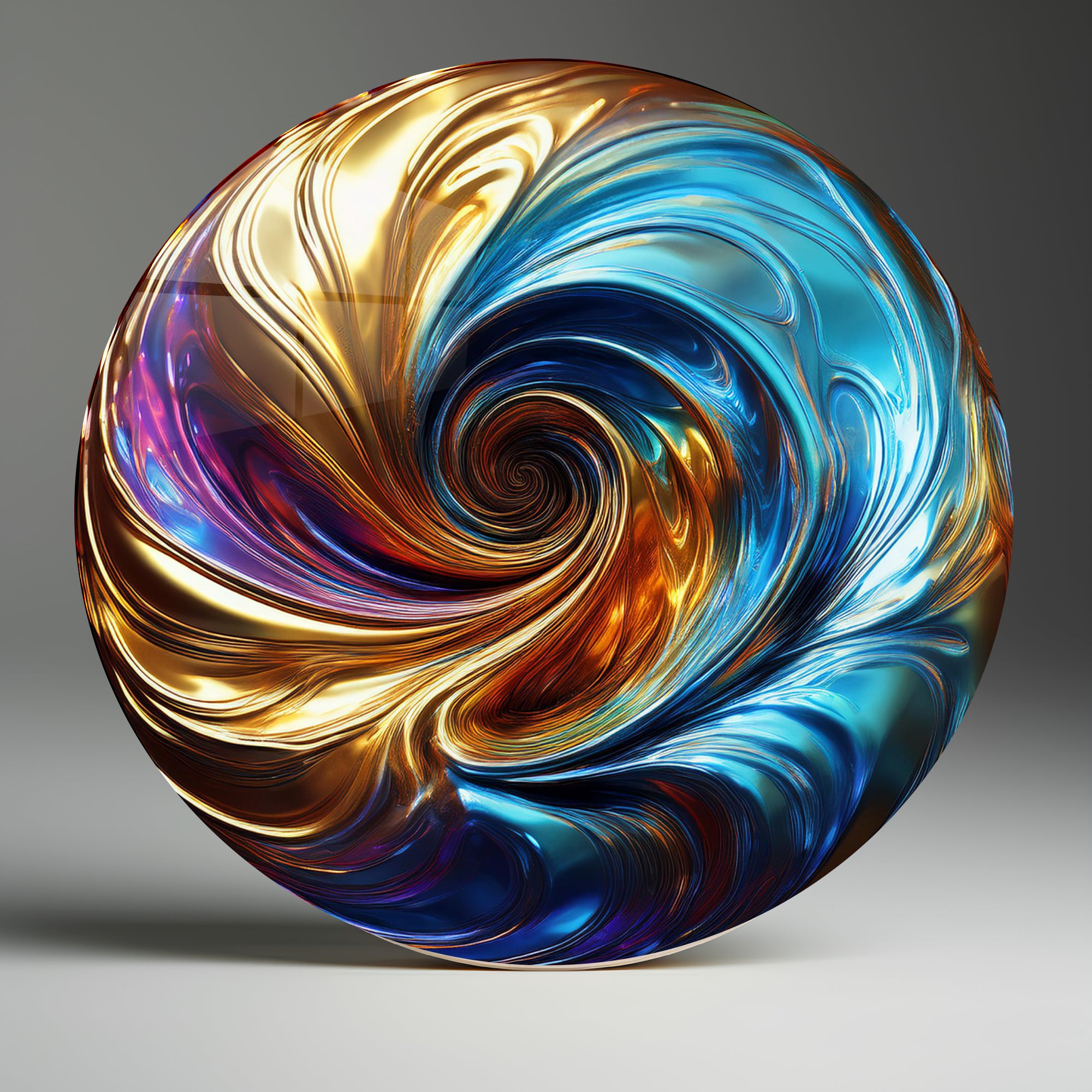 Temperli Cam Duvar Tablo Renkli Helezon  70x70 cm Soyut