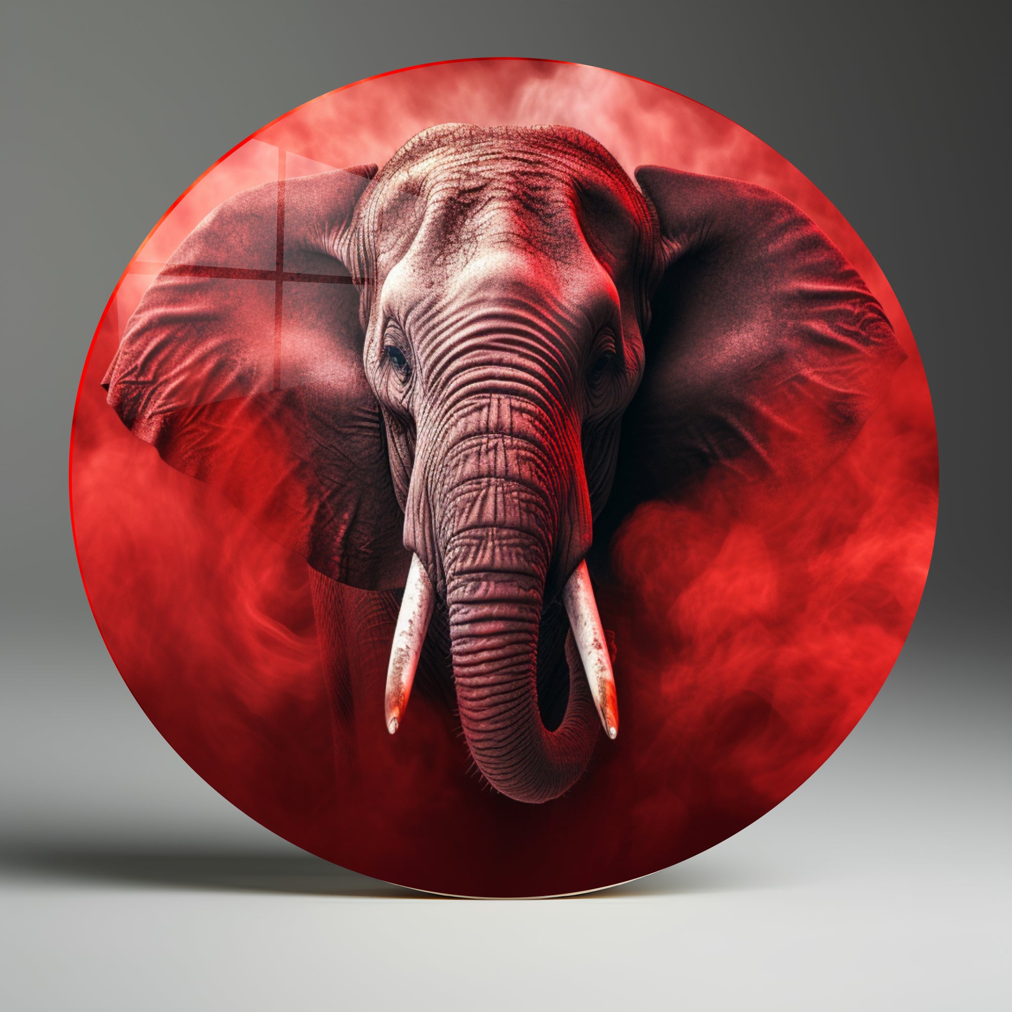 Temperli Cam Duvar Tablo Kızıl Fil 0x70 cm